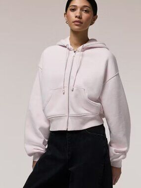 Cozi Balloon Full Zip Hoodie Thick Sweatshirt in Powder Pink XL NWT